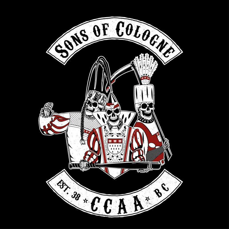 Köln Unisex T-Shirt "Sons of cologne" Rundhals mit Rückendruck Schwarz